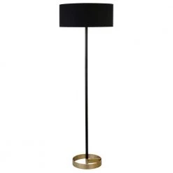 Estella 62 in. 2-Tone Matte Black and Brass Floor Lamp with Black Shade by Meyer&Cross