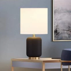Lambert 15 in. Matte Black and Brass Ceramic Mini Table Lamp by Meyer&Cross -Hot Sale HomeGlam Store matte black and brass meyer cross table lamps ml0925 1f 1000
