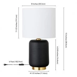 Lambert 15 in. Matte Black and Brass Ceramic Mini Table Lamp by Meyer&Cross -Hot Sale HomeGlam Store matte black and brass meyer cross table lamps ml0925 fa 1000