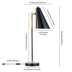Leonard 18 in. Matte Black and Brass Mini Table Lamp by Meyer&Cross -Hot Sale HomeGlam Store matte black and brass meyer cross table lamps ml0926 4f 1000