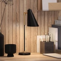 Leonard 18 in. Matte Black and Brass Mini Table Lamp by Meyer&Cross -Hot Sale HomeGlam Store matte black and brass meyer cross table lamps ml0926 76 1000