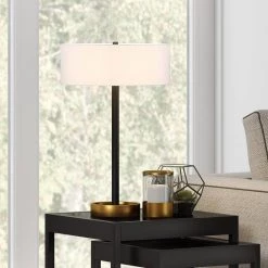 Estella 24 in. 2-Tone Matte Black and Brass Table Lamp by Meyer&Cross -Hot Sale HomeGlam Store matte black brass meyer cross table lamps tl0387 1f 1000