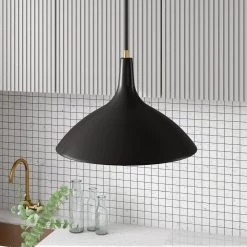 Barton 1-Light Matte Black Metal Pendant with Brass Accents by Meyer&Cross -Hot Sale HomeGlam Store matte black meyer cross chandeliers pd0758 4f 1000