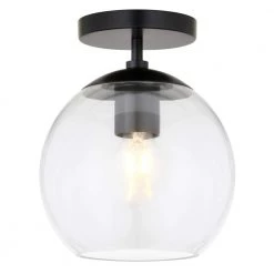 Bartlett 9 in. 1-Light Matte Black and Clear Glass Semi-Flush Mount by Meyer&Cross -Hot Sale HomeGlam Store matte black meyer cross flush mount lights sf0787 1f 1000