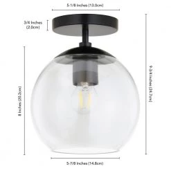 Bartlett 9 in. 1-Light Matte Black and Clear Glass Semi-Flush Mount by Meyer&Cross -Hot Sale HomeGlam Store matte black meyer cross flush mount lights sf0787 44 1000