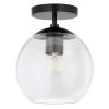 Bartlett 9 in. 1-Light Matte Black and Clear Glass Semi-Flush Mount by Meyer&Cross -Hot Sale HomeGlam Store matte black meyer cross flush mount lights sf0787 64 1000