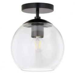 Bartlett 9 in. 1-Light Matte Black and Clear Glass Semi-Flush Mount by Meyer&Cross