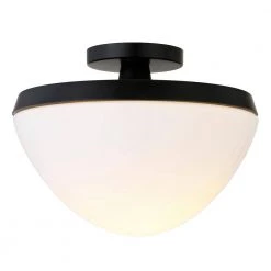 Durant 12.63 in. 1-Light Matte Black and White Milk Glass Semi-Flush Mount by Meyer&Cross -Hot Sale HomeGlam Store matte black meyer cross flush mount lights sf0804 1f 1000