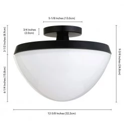 Durant 12.63 in. 1-Light Matte Black and White Milk Glass Semi-Flush Mount by Meyer&Cross -Hot Sale HomeGlam Store matte black meyer cross flush mount lights sf0804 44 1000
