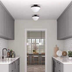 Durant 12.63 in. 1-Light Matte Black and White Milk Glass Semi-Flush Mount by Meyer&Cross -Hot Sale HomeGlam Store matte black meyer cross flush mount lights sf0804 4f 1000