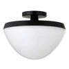 Durant 12.63 in. 1-Light Matte Black and White Milk Glass Semi-Flush Mount by Meyer&Cross