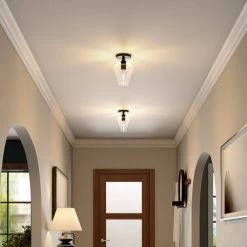 Remy 7 in. Matte Black and Clear Semi Flush Mount with Glass Shade by Meyer&Cross -Hot Sale HomeGlam Store matte black meyer cross flush mount lights sf1652 44 1000