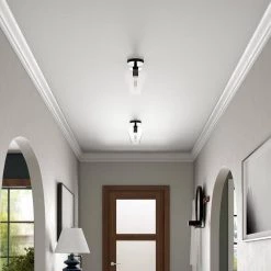 Remy 7 in. Matte Black and Clear Semi Flush Mount with Glass Shade by Meyer&Cross -Hot Sale HomeGlam Store matte black meyer cross flush mount lights sf1652 c3 1000