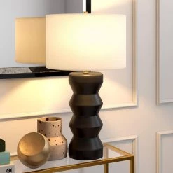 Carlin 28 in. Matte Black Ribbed Ceramic Table Lamp by Meyer&Cross -Hot Sale HomeGlam Store matte black meyer cross table lamps tl0766 1f 1000