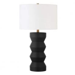 Carlin 28 in. Matte Black Ribbed Ceramic Table Lamp by Meyer&Cross