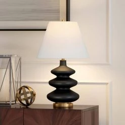 Carleta 26.5 in. Matte Black Triple Gourd Table Lamp by Meyer&Cross -Hot Sale HomeGlam Store matte black meyer cross table lamps tl0867 1f 1000