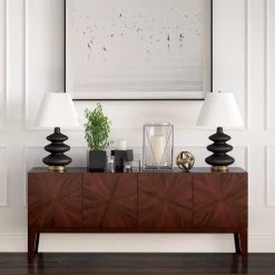 Carleta 26.5 in. Matte Black Triple Gourd Table Lamp by Meyer&Cross -Hot Sale HomeGlam Store matte black meyer cross table lamps tl0867 31 1000