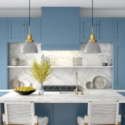 Madison 1-Light Matte Gray and Brass Metal Pendant by Meyer&Cross -Hot Sale HomeGlam Store matte gray and brass meyer cross chandeliers pd0741 31 1000