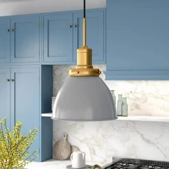 Madison 1-Light Matte Gray and Brass Metal Pendant by Meyer&Cross -Hot Sale HomeGlam Store matte gray and brass meyer cross chandeliers pd0741 4f 1000