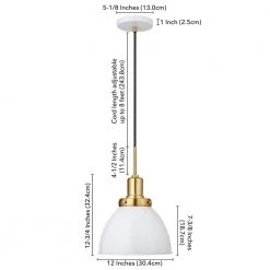 Madison 1-Light Matte White and Brass Metal Pendant by Meyer&Cross -Hot Sale HomeGlam Store matte white and brass meyer cross chandeliers pd0738 44 1000