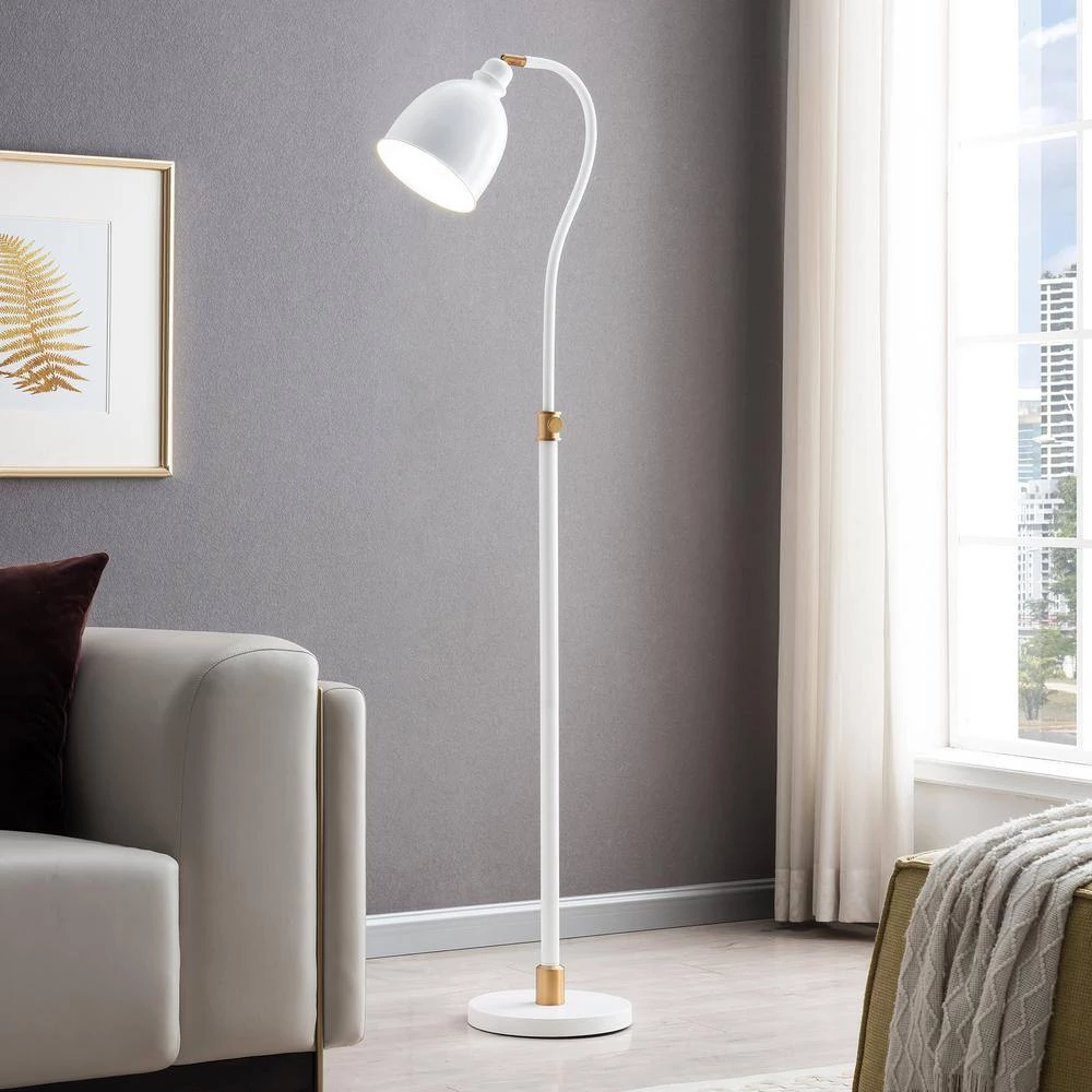 Vincent 68 in. Matte White Floor Lamp with Brass Accents by Meyer&Cross 12 Vincent 68 in. Matte White Floor Lamp with Brass Accents by Meyer&Cross - Image 10
