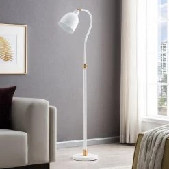 Vincent 68 in. Matte White Floor Lamp with Brass Accents by Meyer&Cross 19 Vincent 68 in. Matte White Floor Lamp with Brass Accents by Meyer&Cross -Hot Sale HomeGlam Store matte white meyer cross floor lamps fl1096 fa 1000