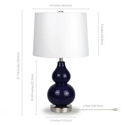 Katrina 21-1/4 in. Navy Blue Petite Gourd Table Lamp by Meyer&Cross -Hot Sale HomeGlam Store navy blue meyer cross table lamps tl0043 fa 1000
