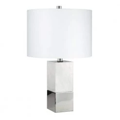 Lena 21.5 in. Marble and Polished Nickel Table Lamp by Meyer&Cross