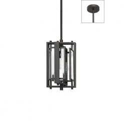 Parallel 9.5 in. 1-Light ORB Metal Pendant Light with Clear Bubble Glass Panels by HomeGlam