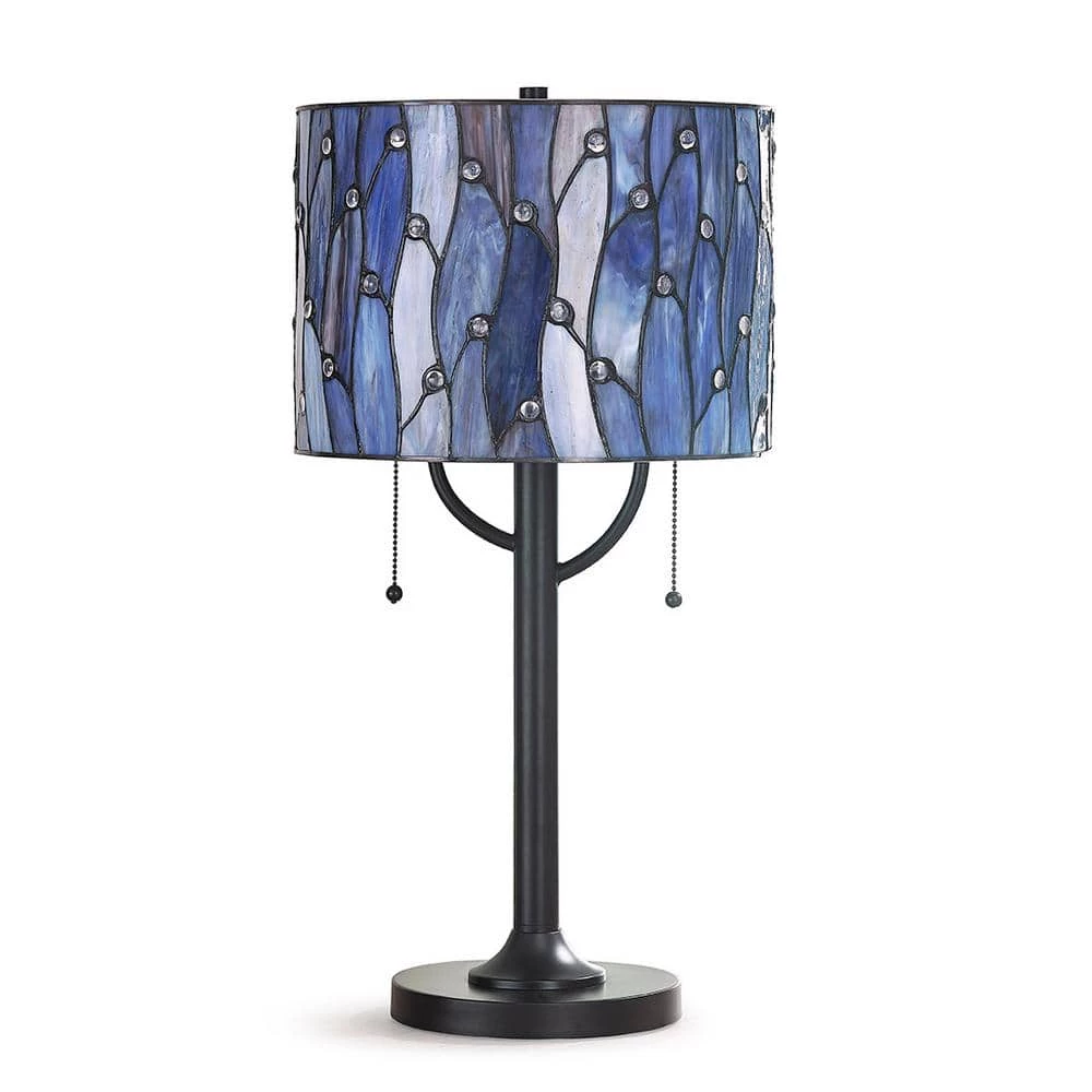 Vin.es 25 in. ORB Finish Tiffany Table Lamp with Blue/Purple Shade by HomeGlam 3 Vin.es 25 in. ORB Finish Tiffany Table Lamp with Blue/Purple Shade by HomeGlam