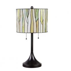 Barossa 25 in. ORB Tiffany Glass Table Lamp with Green Shade by HomeGlam