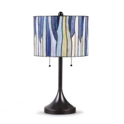 Barossa 25 in. ORB Tiffany Table Lamp with Blue/Purple Shade by HomeGlam