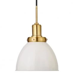 Madison 1-Light Pearled White and Brass Pendant with Metal Shade by Meyer&Cross -Hot Sale HomeGlam Store pearled white meyer cross chandeliers pd0739 1f 1000