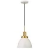Madison 1-Light Pearled White and Brass Pendant with Metal Shade by Meyer&Cross -Hot Sale HomeGlam Store pearled white meyer cross chandeliers pd0739 64 1000