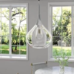 Ida 1-Light Polished Nickel Pendant with Clear Glass Shade by Meyer&Cross -Hot Sale HomeGlam Store polished nickel meyer cross chandeliers pd0623 4f 1000