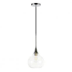 Ida 1-Light Polished Nickel Pendant with Clear Glass Shade by Meyer&Cross