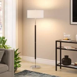 Simone 61.5 in. Matte Black and Polished Nickel Floor Lamp by Meyer&Cross -Hot Sale HomeGlam Store polished nickel with matte black meyer cross floor lamps fl0158 1f 1000