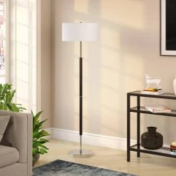 Simone 61.5 in. Matte Black and Polished Nickel Floor Lamp by Meyer&Cross -Hot Sale HomeGlam Store polished nickel with matte black meyer cross floor lamps fl0158 31 1000