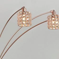 Flair 85 in. H Rose Copper Finish LED Dimmable 5-Light Crystals Arch Floor Lamp with LED Bulbs by HomeGlam -Hot Sale HomeGlam Store rose copper homeglam floor lamps hg8095rc 4f 1000