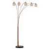 Flair 85 in. H Rose Copper Finish LED Dimmable 5-Light Crystals Arch Floor Lamp with LED Bulbs by HomeGlam