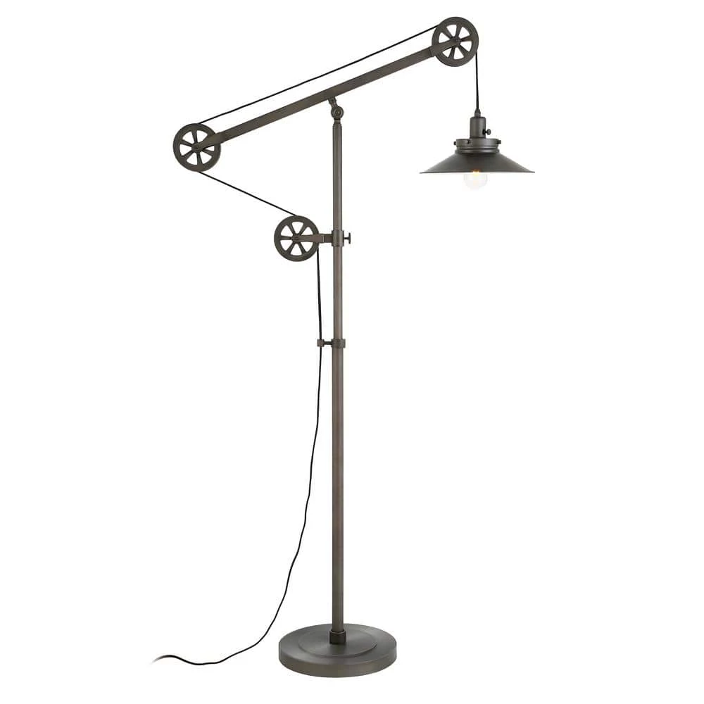 Descartes 70 in. Aged Steel Wide Brim Floor Lamp with Pulley System by Meyer&Cross 5 Descartes 70 in. Aged Steel Wide Brim Floor Lamp with Pulley System by Meyer&Cross - Image 3