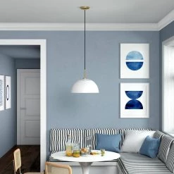 Jordyn 16 in. White and Brushed Brass Pendant with Metal Shade by Meyer&Cross -Hot Sale HomeGlam Store white brushed brass meyer cross chandeliers pd1655 31 1000